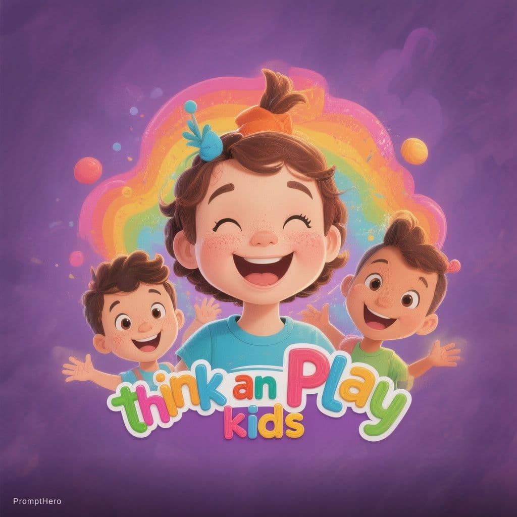 AI generated: Make nice and beautiful logo for a kids channel named think and play kids with beautiful background ...