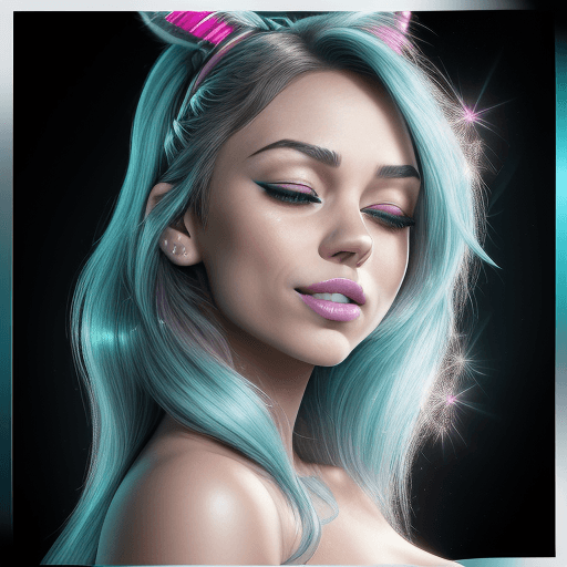 AI generated: photorealistic, ultra realistic, glowing cyan hair, closed eyes, ([Mila Kunis|Emily Blunt|Ariana Gra...