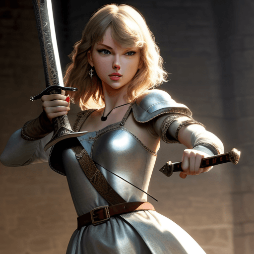 AI generated: Taylor Swift holding a medieval sword 
