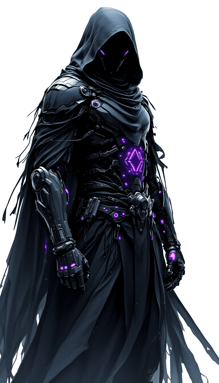 AI generated: a highly detailed, ultra-high-resolution illustration of a futuristic cyborg, standing poised in a s...