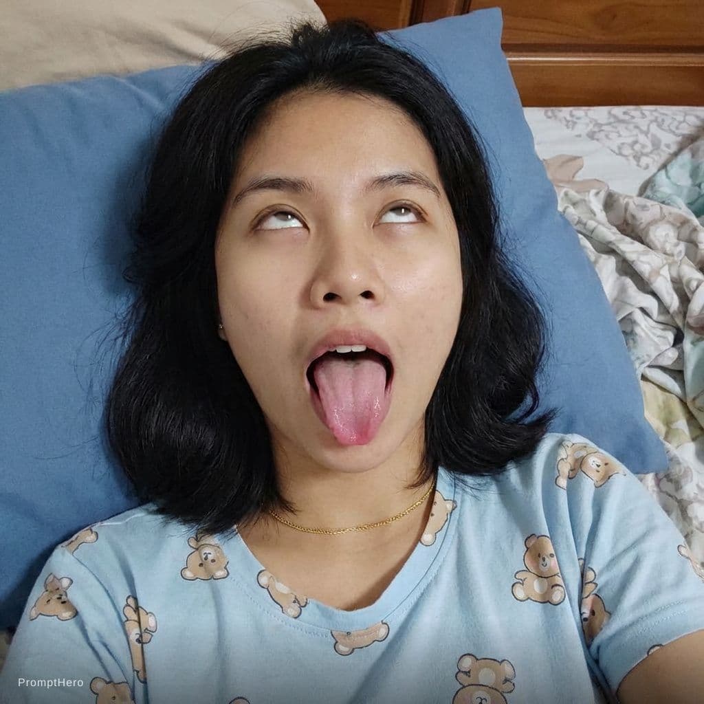 AI generated: Aheago face "A realistik, top-down selfie of a young Southeast Asian woman with medium-length dark h...