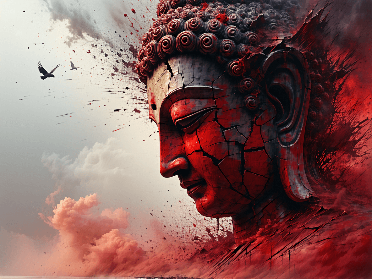 AI generated: Create an abstract, surreal, dystopian disturbing image showing the fear of nightmares returning. In...