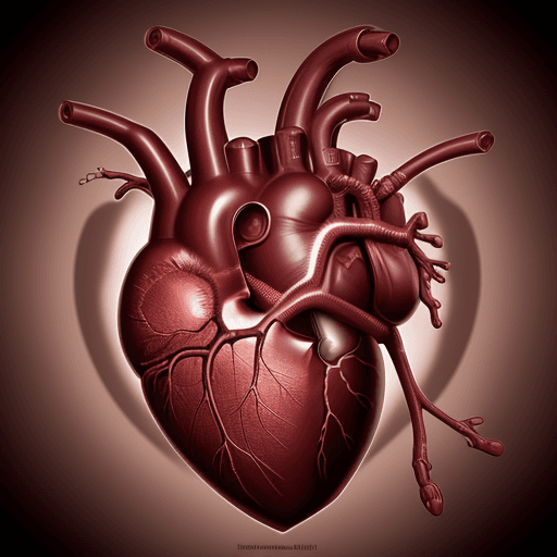 AI generated: anatomical human heart with ember capillaries accents, anatomically correct heart, anatomy heart, ul...