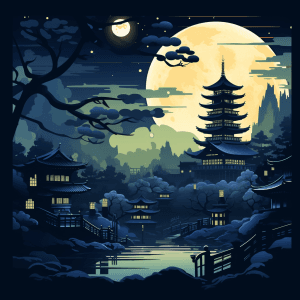 AI generated: Minimalistic vector, anime scenery from Kyoto Animation, simplified with clean lines, nature element...