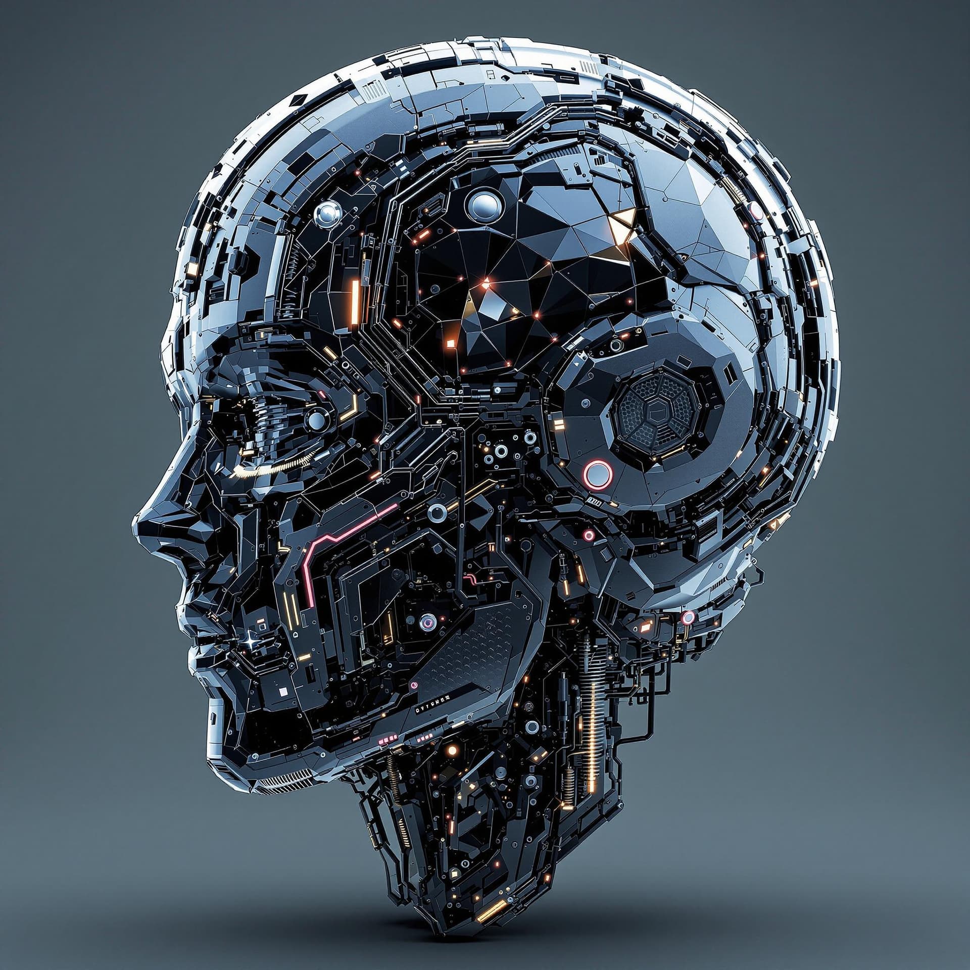 AI generated: 3d Techno hybrid  head