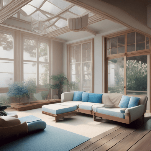 AI generated: High resolution photography interior design, dreamy sunken living room conversation pit, wooden floo...