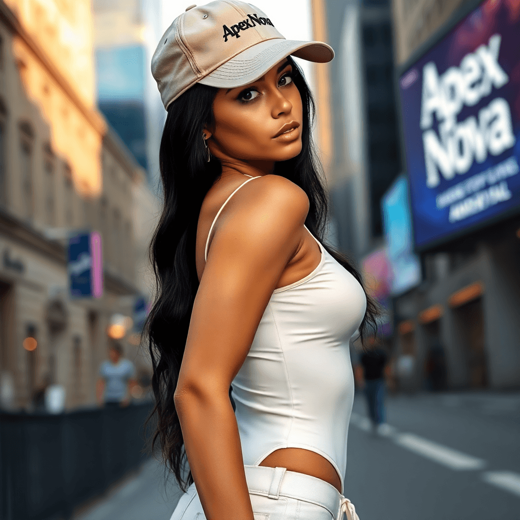 AI generated: A captivating portrait of a woman, slightly tilted towards the viewer, displaying a confident pose a...
