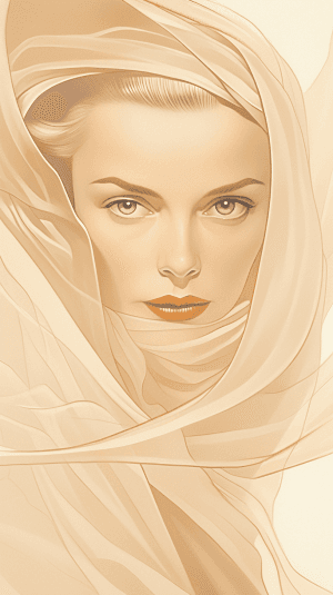AI generated: A picture of a graceful woman holding a flowing scarf, inspired by the famous female movie star, Gra...