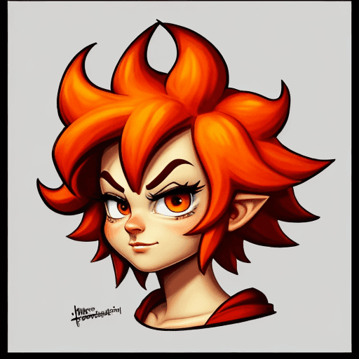 AI generated: character, fire head,  cartoon, art , high quality, drawn, portrait, looking at the leftside
