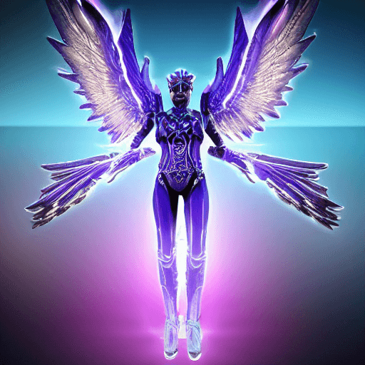 AI generated: a photo of 8k ultra realistic archangel with 6 wings, full body, intricate purple and blue neon armo...