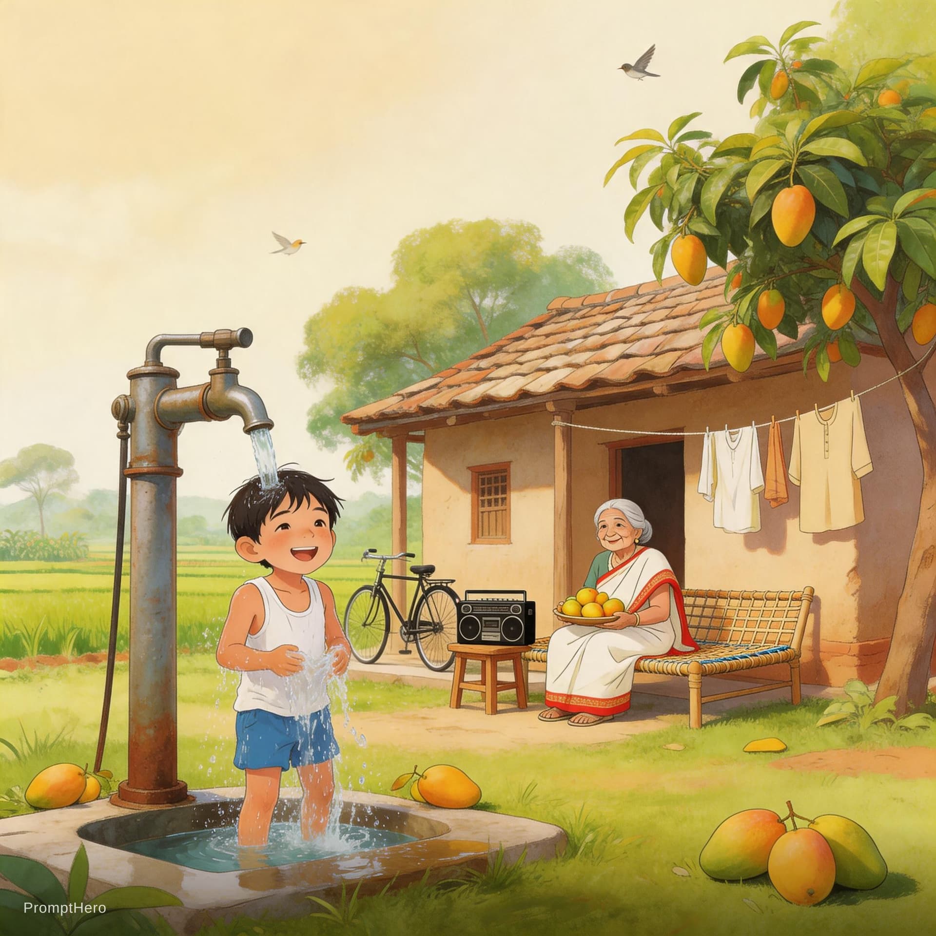 AI generated: 90s childhood memories, garmiyon ki chhutiyan, nani ka ghar, summer vacation in 90s, bachpan ki yaad...