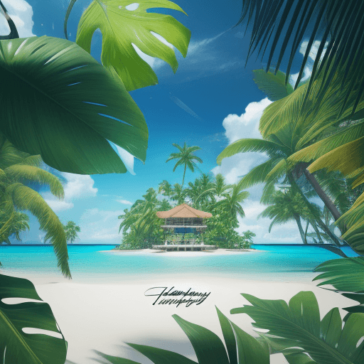 AI generated: Tropical Happy birthday at a tropical island. cinematic, hyper realism, high detail, octane render, ...