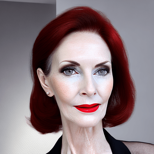 AI generated: white office lady, mature woman, milf, tall, short dark red hair, seductive hairstyle, elegant hair,...