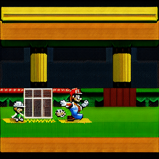 AI generated: Mario Bros estilo Pixel Art metiendo un gol
