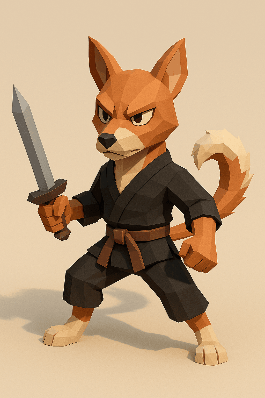 AI generated: A low-poly 3D character design of Paco the dog wielding a short sword | stylized polygonal modeling ...
