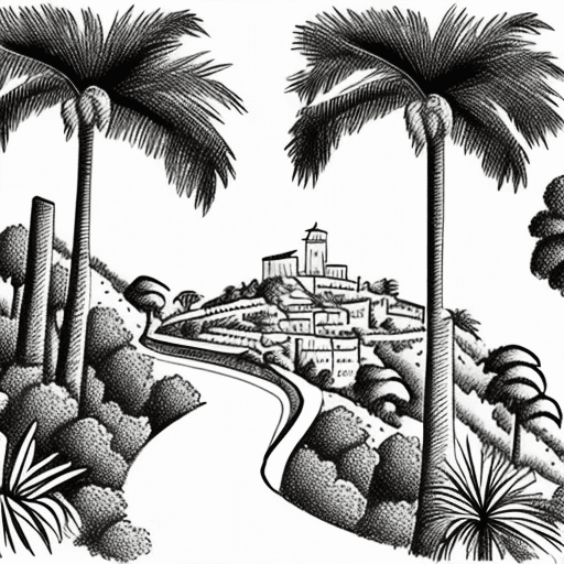 AI generated: A simple pretty sketched line drawing cartoon graphic to be used on a wedding invitation picturing a...
