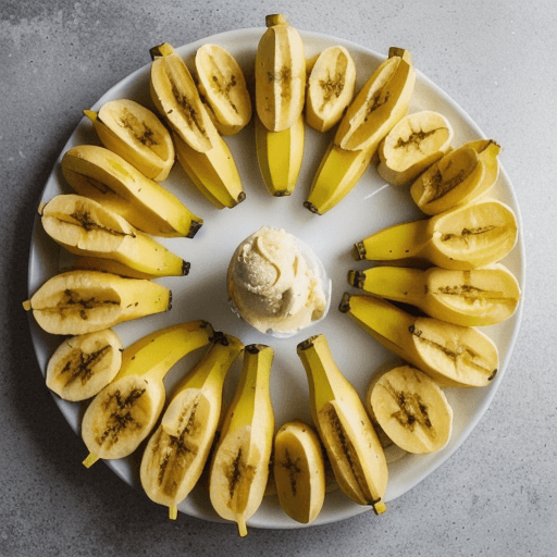 AI generated: Many bananas, peeled bananas, banana ice cream, ice cream cone, yellow bananas
