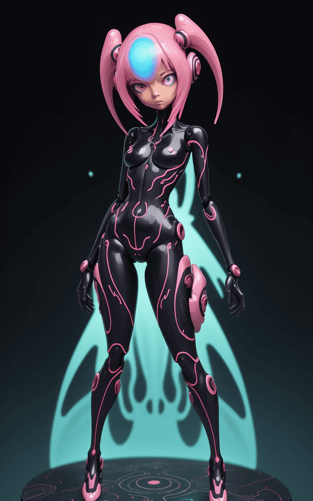 AI generated: in a complex background full body action figurine of 1little Nebulon(alien female):1.1, Prominent ey...