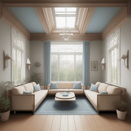 AI generated: High resolution photography interior design, dreamy sunken living room conversation pit, wooden floo...