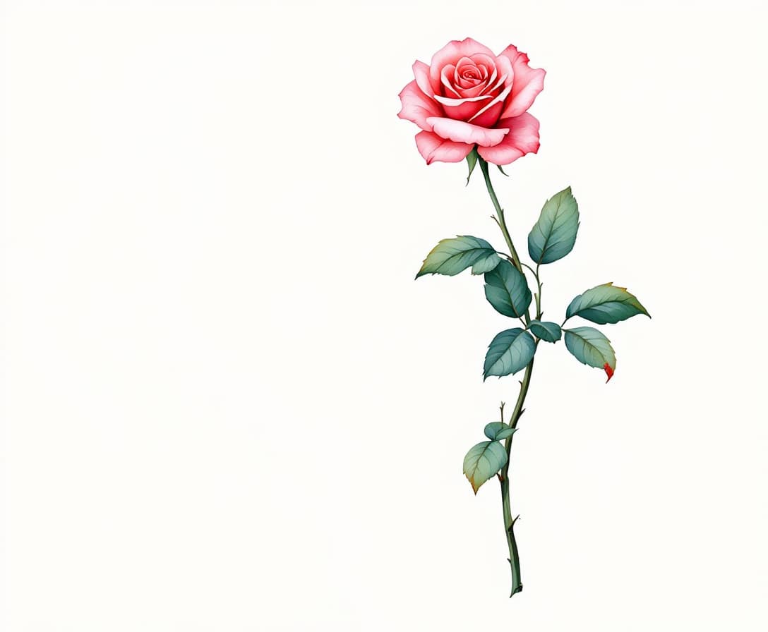 AI generated: red rose on an off-white background, in the style of watercolor illustrations --ar 1:2 --stylize 750