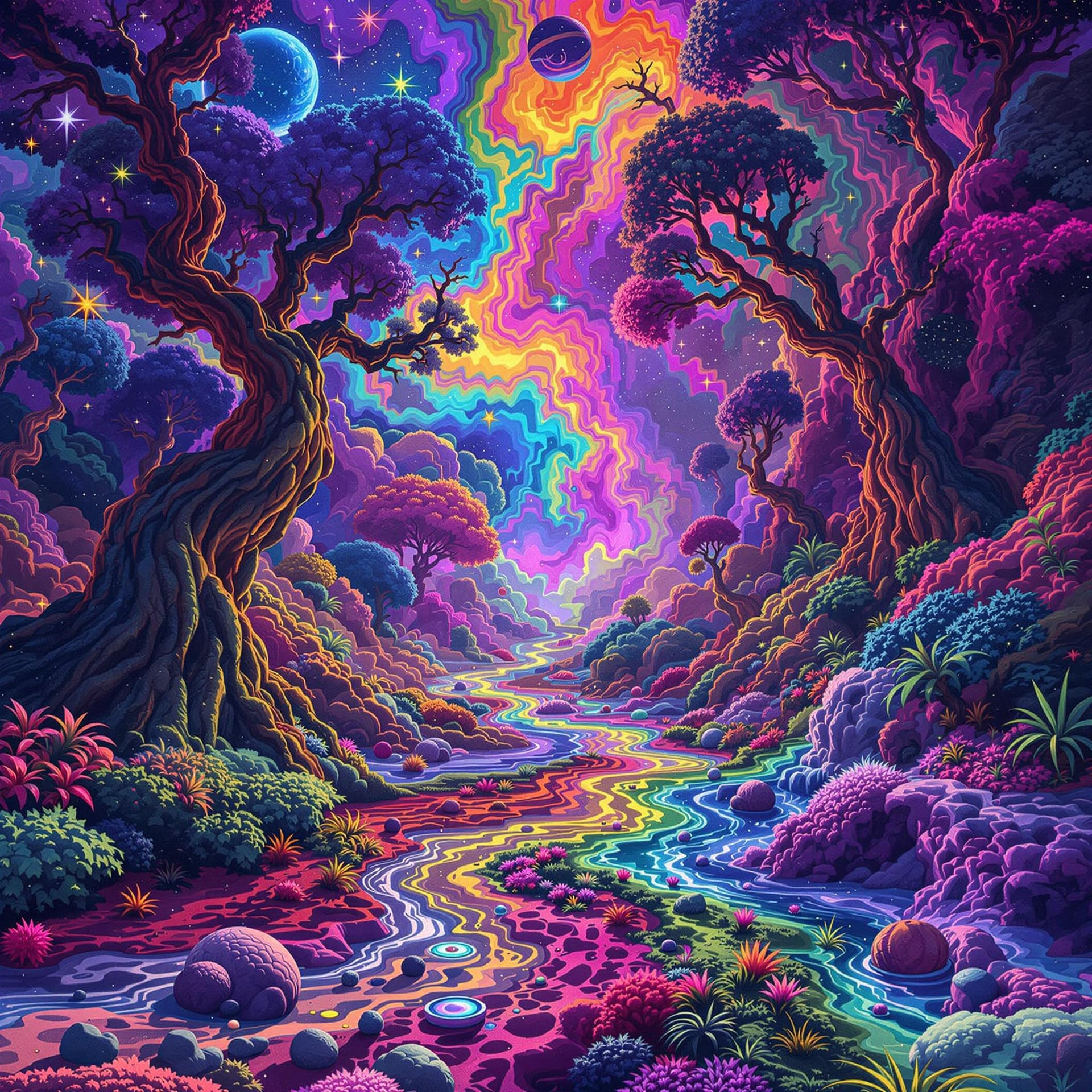 AI generated: An LSD trip that seems soooooo real! With positive vibes! In high definition, incredible color. Way ...