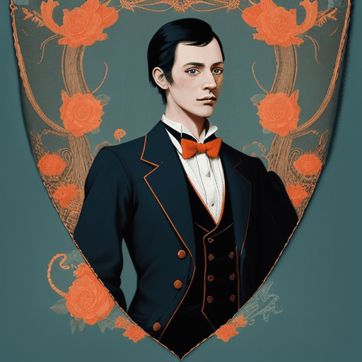 AI generated: illustration of an gentleman cat, in the style of 2d game art, cyan and orange, 32k uhd, necropunk, ...
