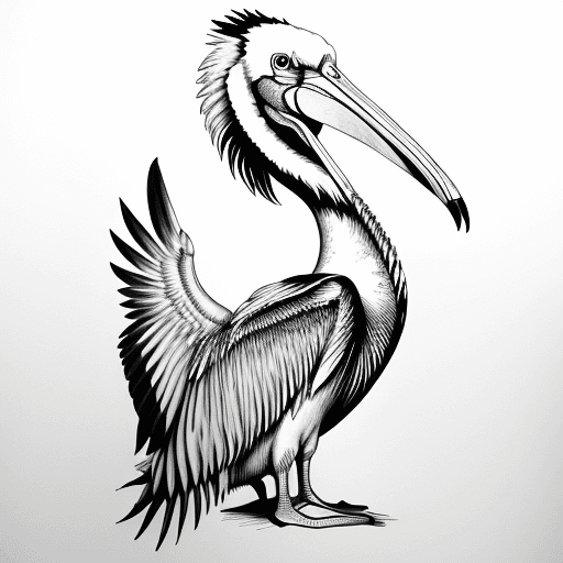 AI generated: pelican, english royalty, ink, realistic tattoo style