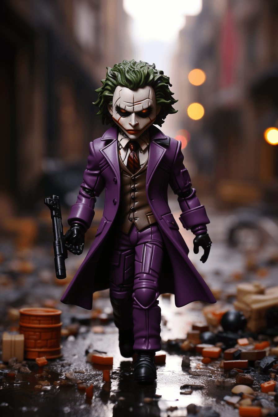 AI generated: Create a toy Joker( Nolan) , evil, in the style of Takashi Murakami, cinematic lighting, sharp focus...
