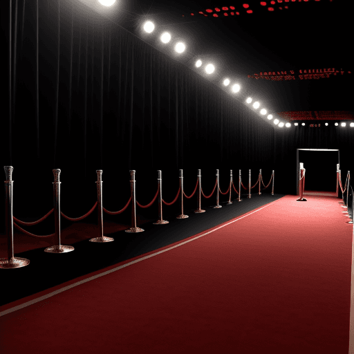 AI generated: Hollywood Red Carpet with Camera flashes