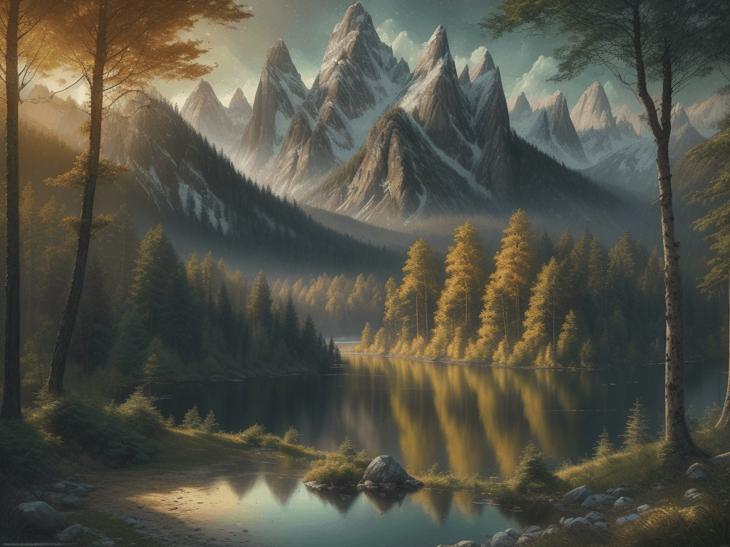 AI generated: forest, hill, lake, masterpiece, best quality, high quality, extremely detailed CG unity 8k wallpape...
