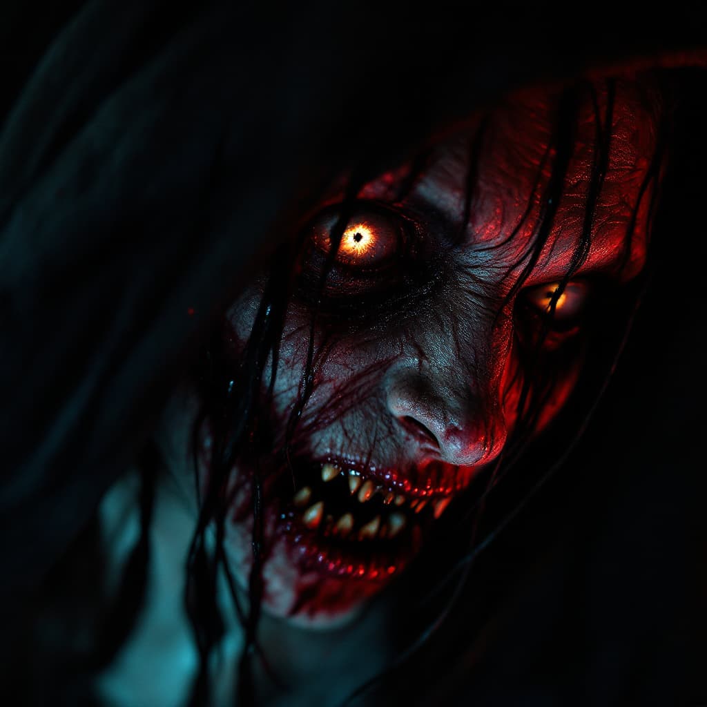 AI generated: Create an award-winning portrait with a dark, NSFW horror theme, capturing intense, visceral emotion...