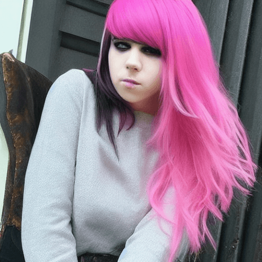 AI generated: Cute, emo, girl, pink hair