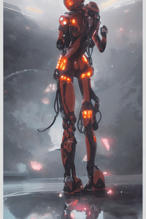 AI generated: Hyper realistic painting of a beautiful girl in an EVA plugsuit, hyper detailed, anime, by greg rutk...