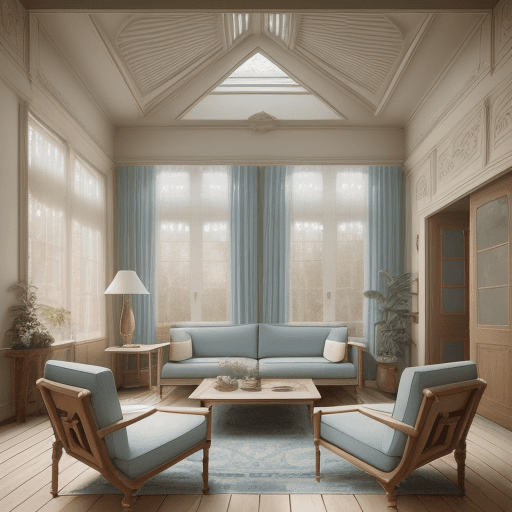 AI generated: High resolution photography interior design, dreamy sunken living room conversation pit, wooden floo...