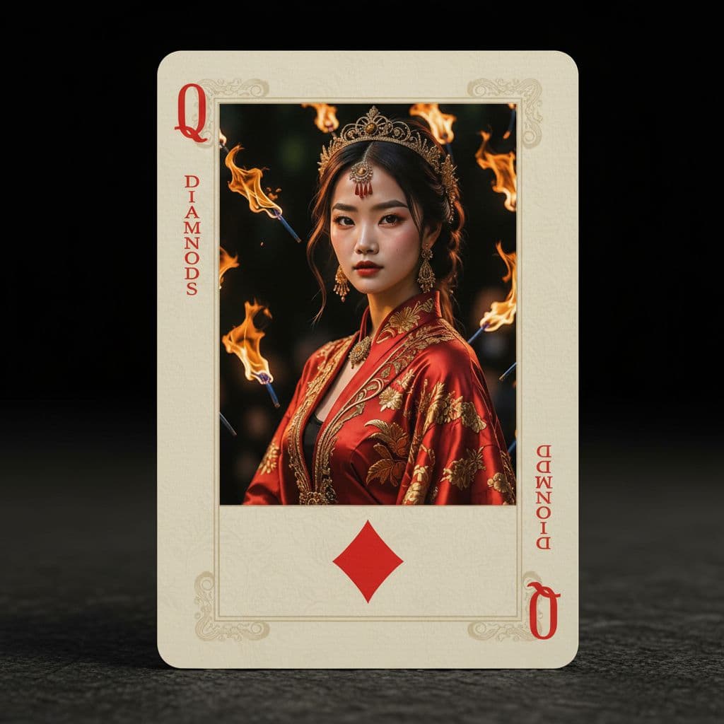 AI generated: la carte (dame de carreau) avec "D" et "carreau" en rouge
