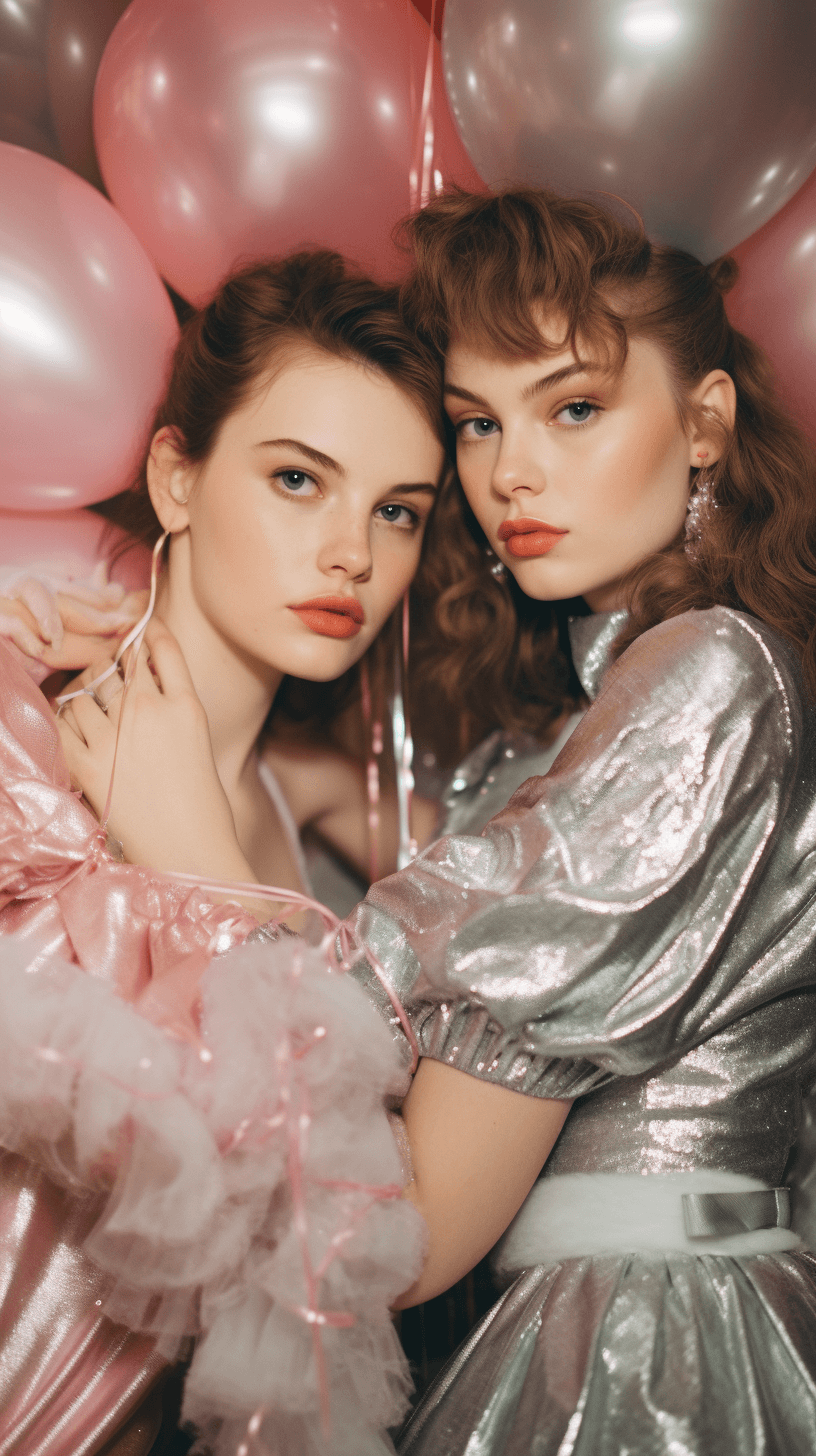 AI generated: disposable photography of woman fashion models wearing puff dress made of balloons, 8k, photo realis...