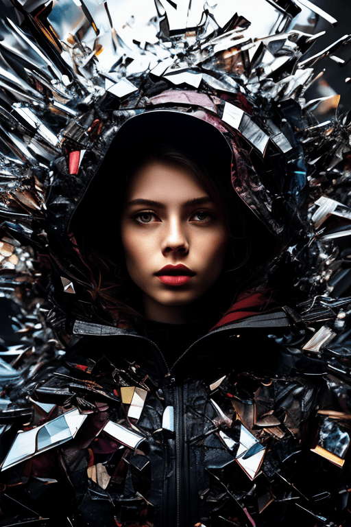 AI generated: mj, in the style of futuristic digital art, prismatic intelligence, glass fragments art, (diagonal i...