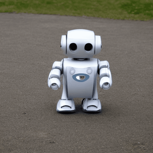 AI generated: A cute little robot walking through a futuristic park, in the style of modern european graphic novel...