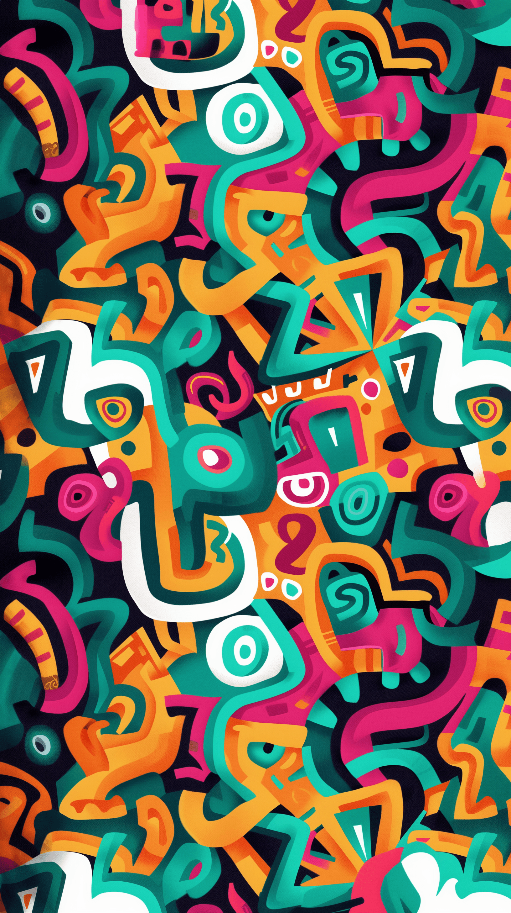 AI generated: colorful, tribal-inspired pattern, modern twist, incorporate a variety of shapes such as spirals, zi...