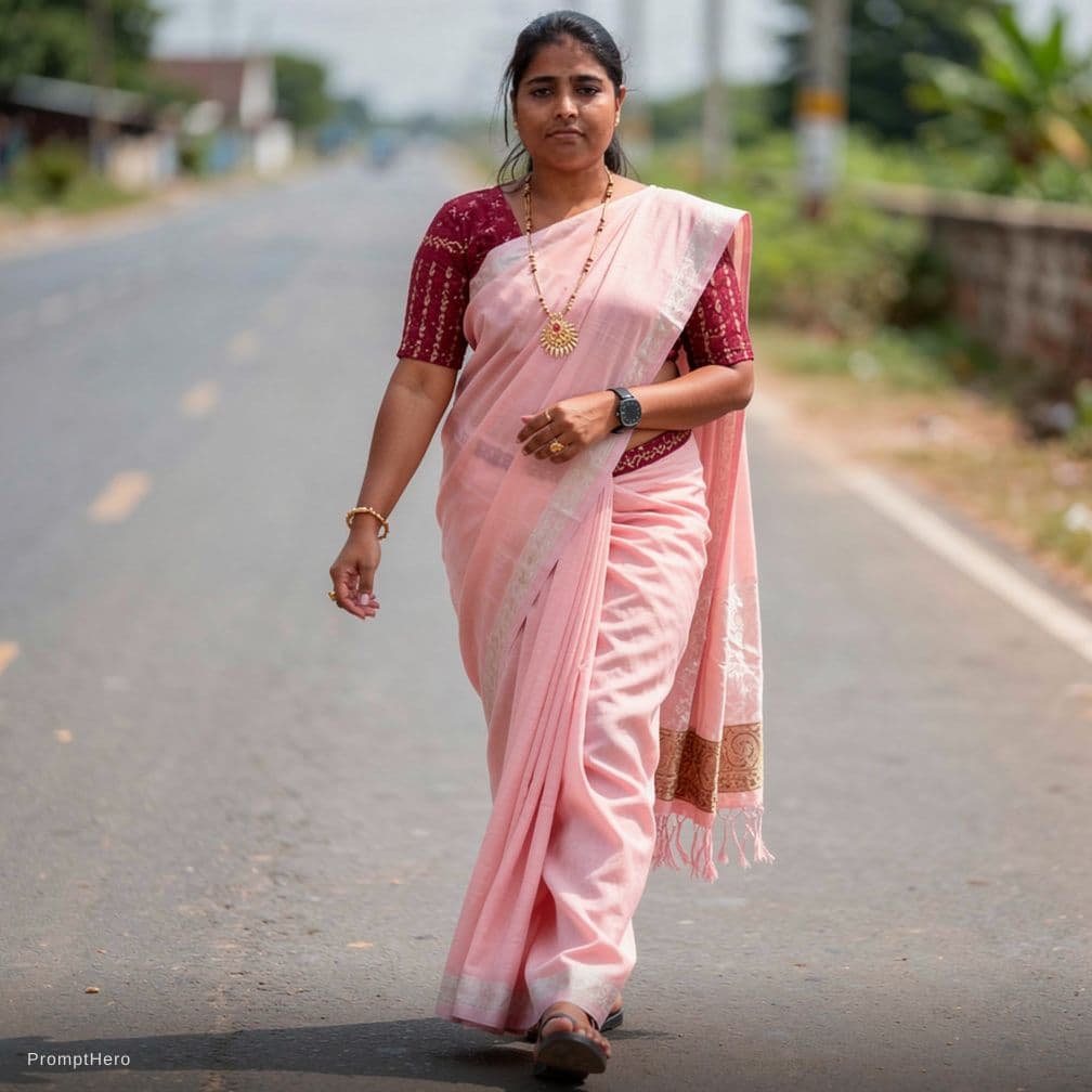 AI generated: This women to walking in road 