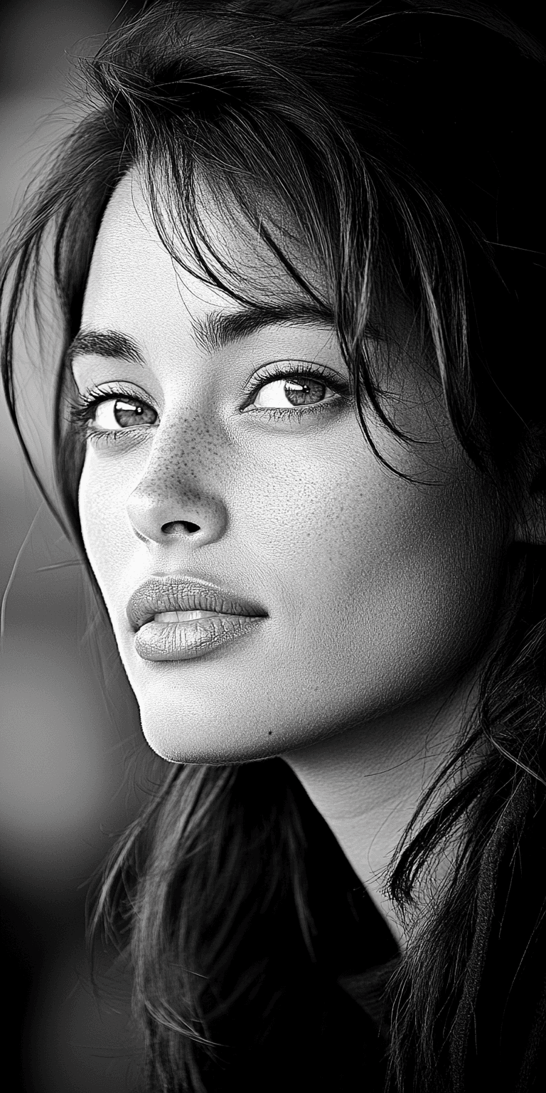 AI generated: Black and white photograph of a woman, cinematic --chaos 75 --ar 1:2 --profile rsy6uq9 --stylize 750
