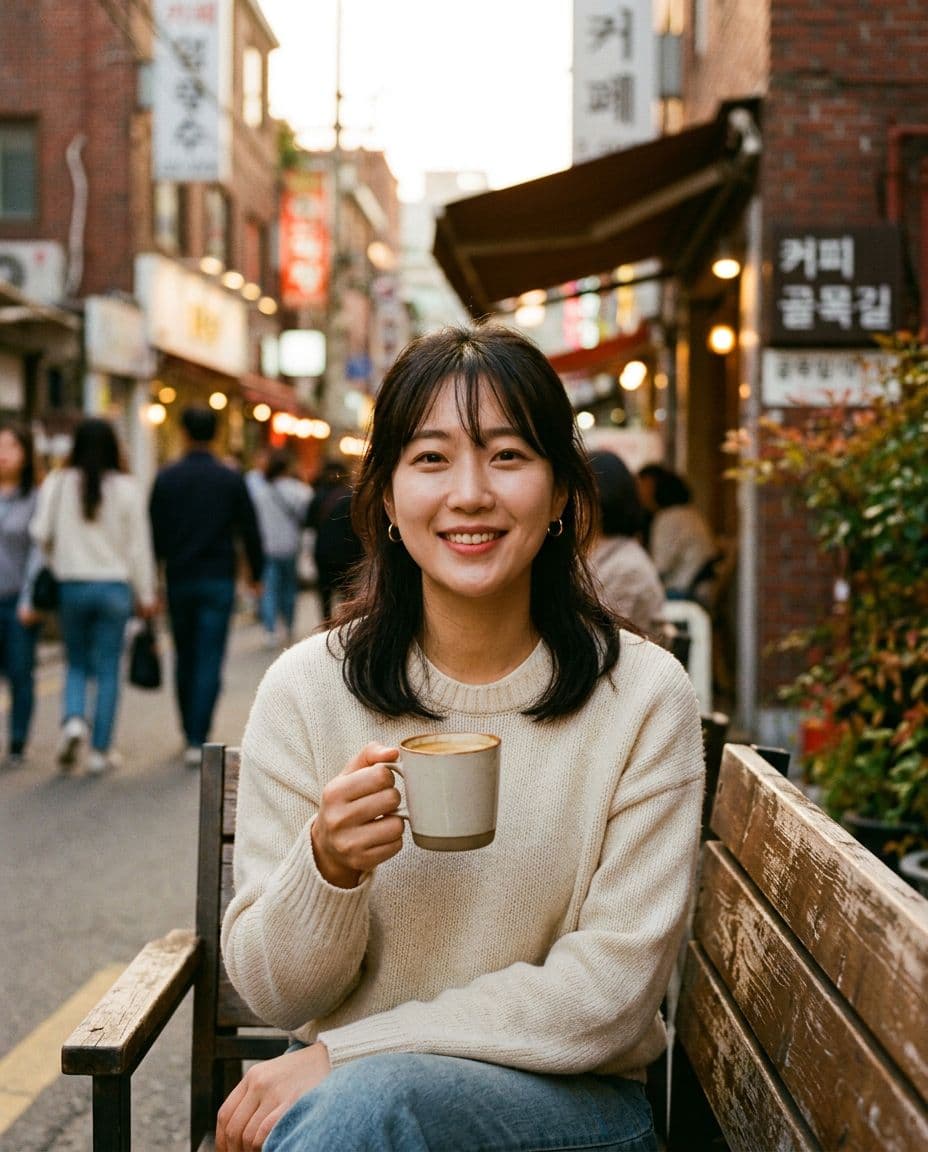 AI generated: Korean woman, mid 20's, in the style of Kodak Gold 200 --no freckles