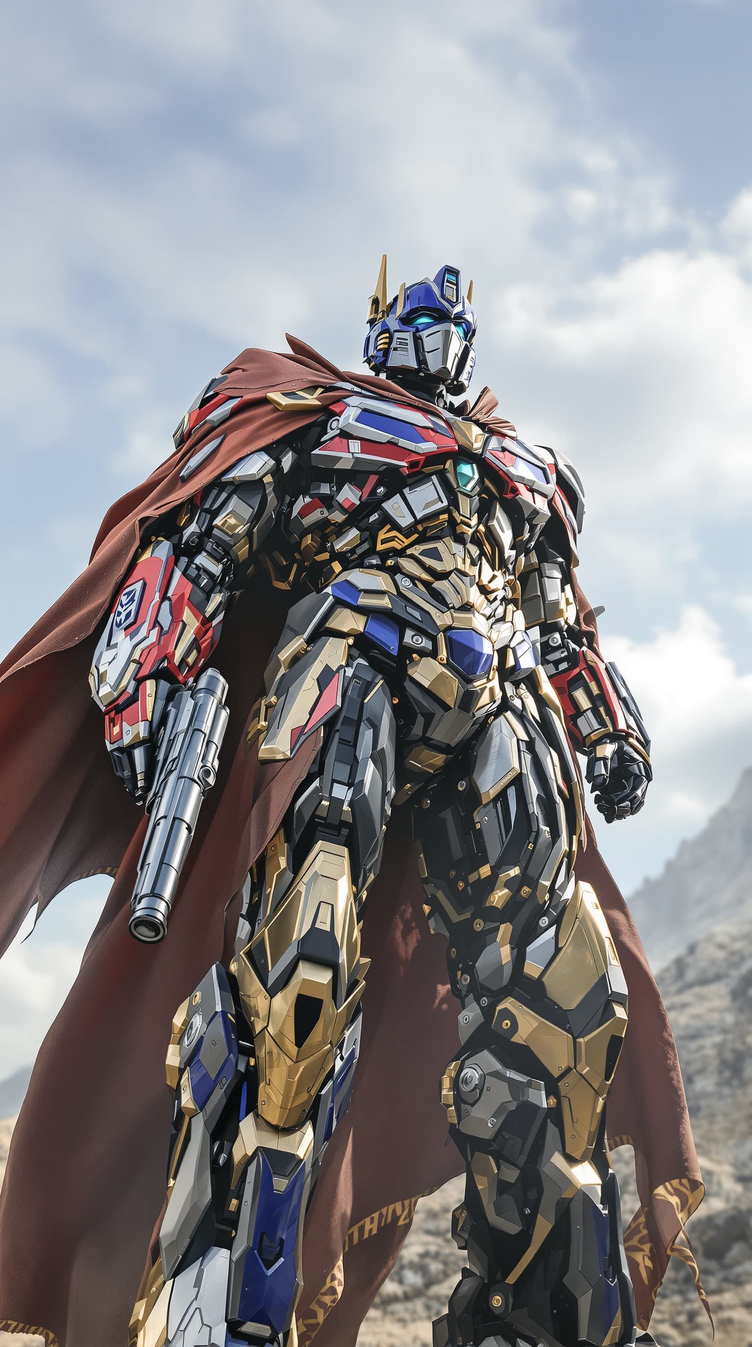 AI generated: A highly stylized photorealistic cinematic marvel and fantasy film wonder of Optimus Prime as a live...