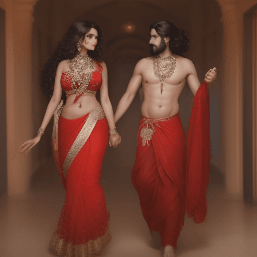 AI generated: full body view  of most beautiful european couple as most beautiful indian couple, most beautiful gi...