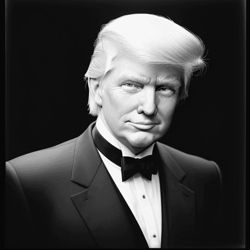 AI generated: Old black and white photography of (Anton Hofreiter: Donald Trump: 0.5), expensive jewelry, looking ...