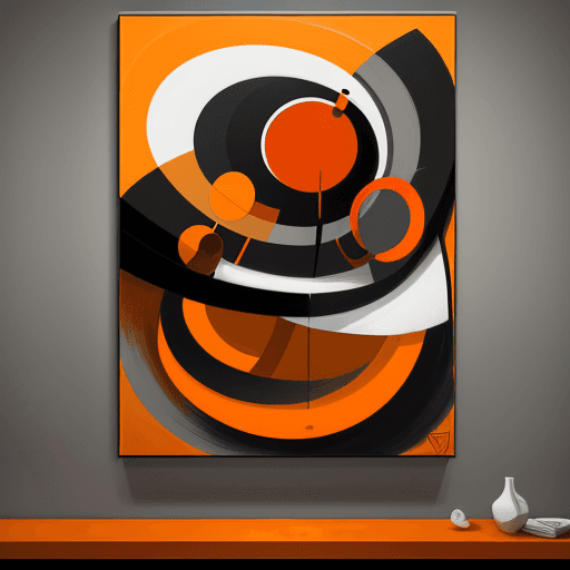 AI generated: abstract realism painting in orange and grey with modern brush techniques, in the style of bauhaus f...