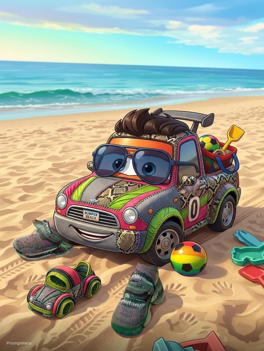 AI generated: crea un personaggio cartoon da inserire in Cars della pixar