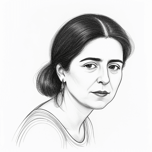 AI generated: Simple sketch portrait of Spanish female writer Rosalia de Castro, black ink on white background
