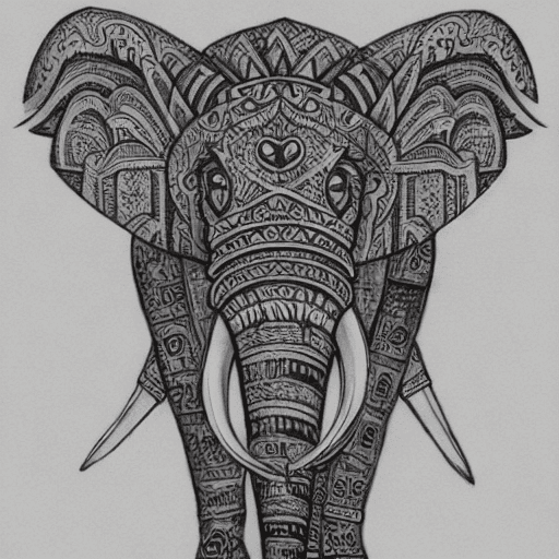 AI generated: BACK TATTOO, ELEPHANT, ARMOR, PERSIA, MONEY, LUCK