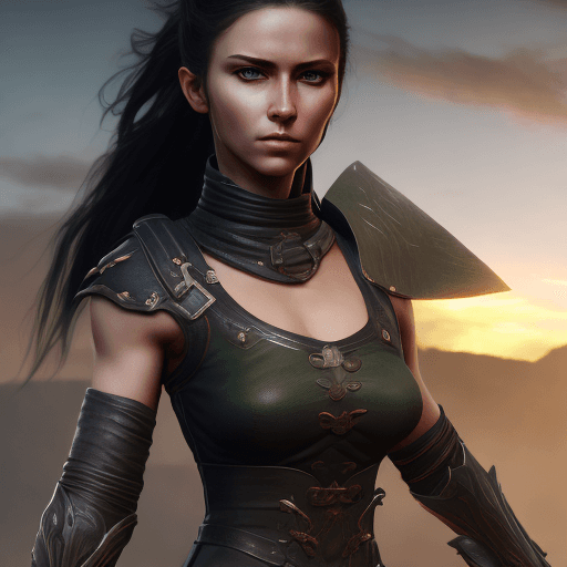 AI generated: Full body portrait of Ultra realistic  beautiful warrior young woman, trending on artstation, perfec...